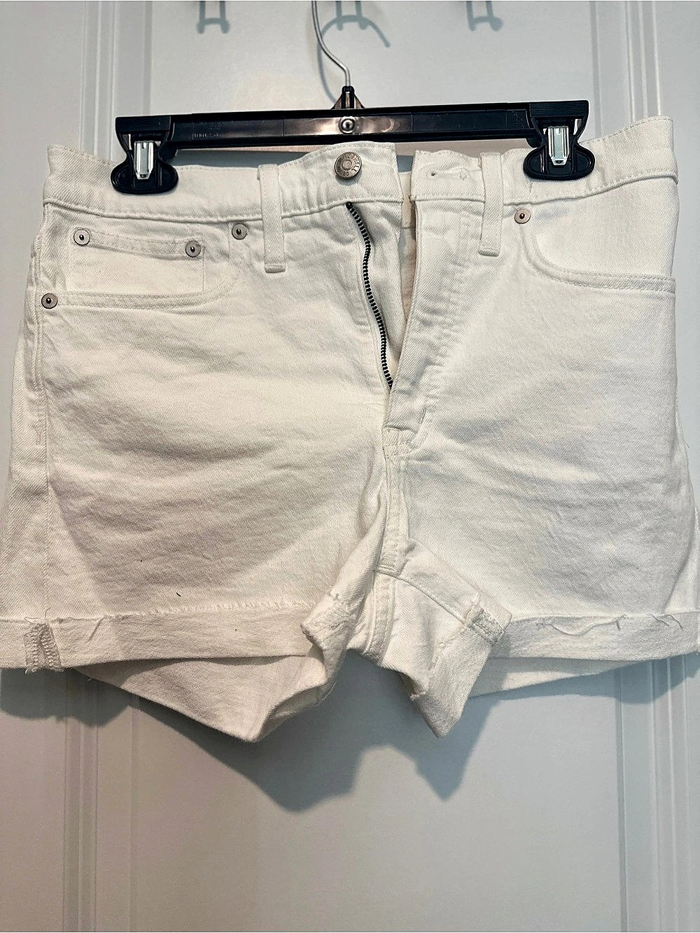 Madewell High-Rise Denim Shorts in Pure White in White Waist 27